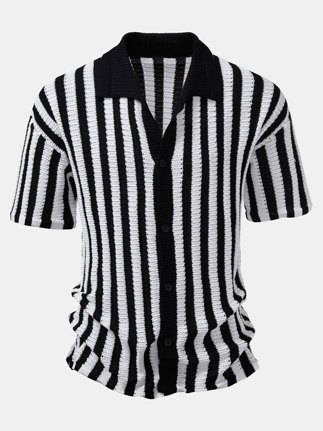 Maqiato | Men's Crochet Stripe Shirt & Linen Pants Set
