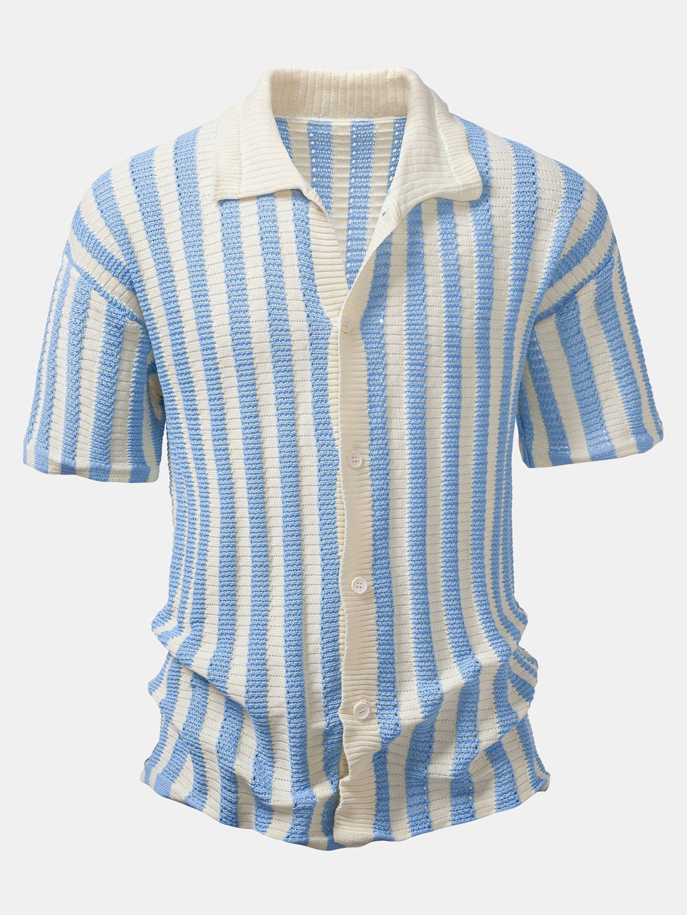 Maqiato | Men's Crochet Stripe Shirt & Linen Pants Set