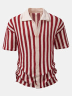 Maqiato | Men's Crochet Stripe Shirt & Linen Pants Set