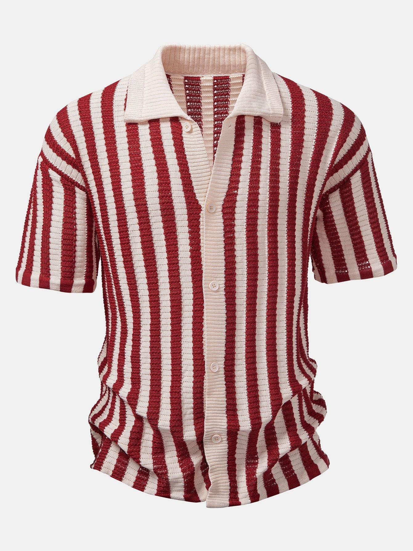 Maqiato | Men's Crochet Stripe Shirt & Linen Pants Set
