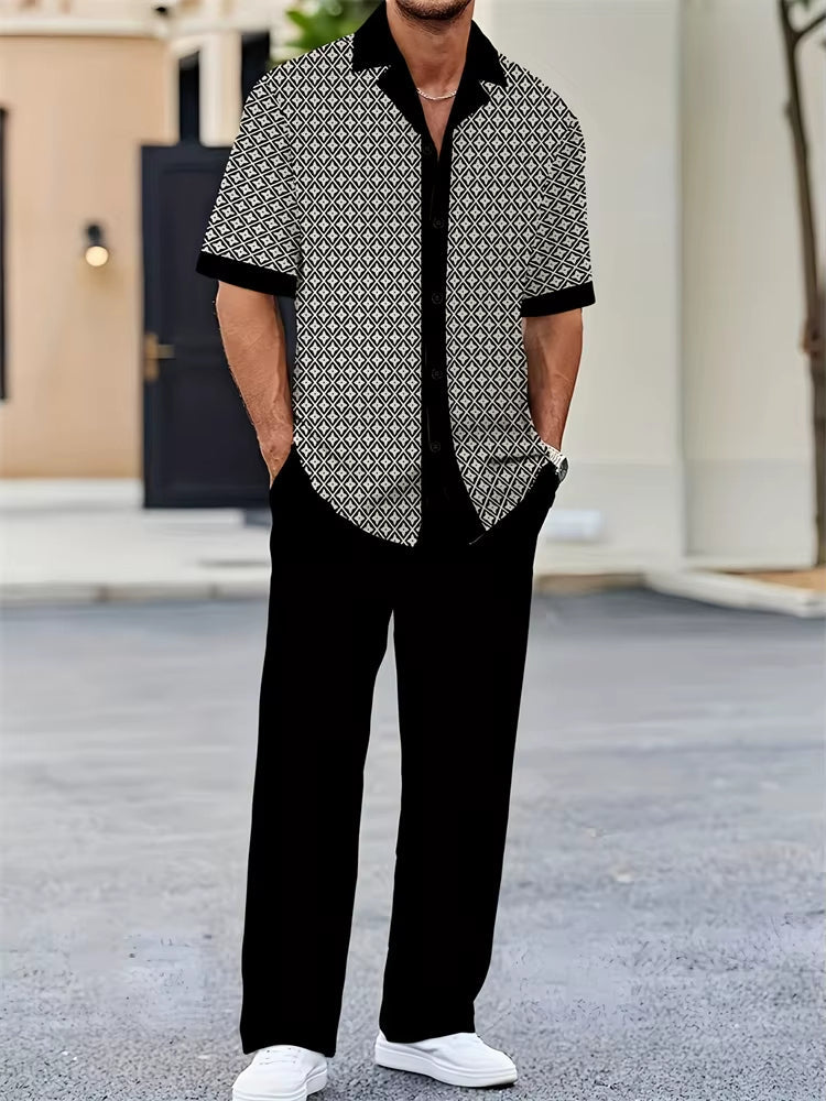 Maqiato | Men's Geometric Print Summer Set