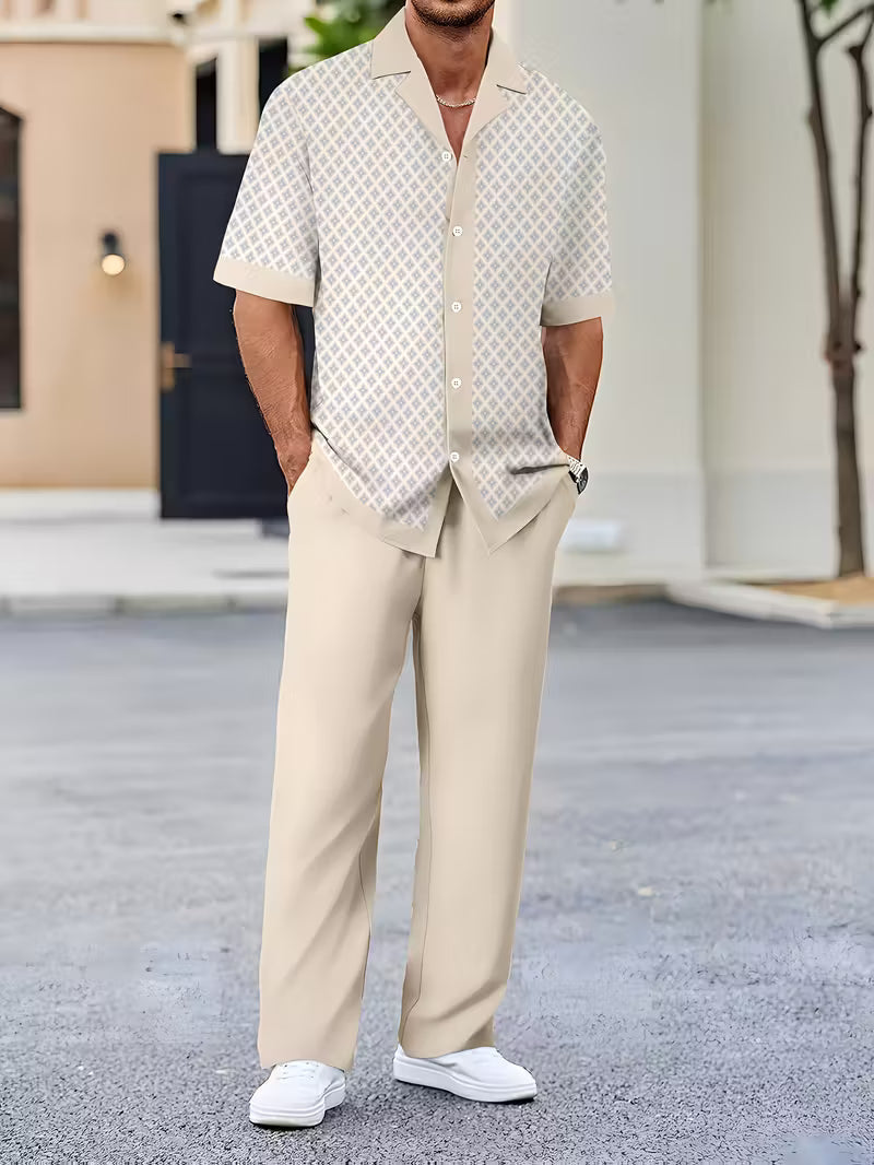 Maqiato | Men's Geometric Print Summer Set