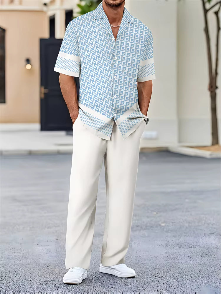 Maqiato | Men's Geometric Print Summer Set