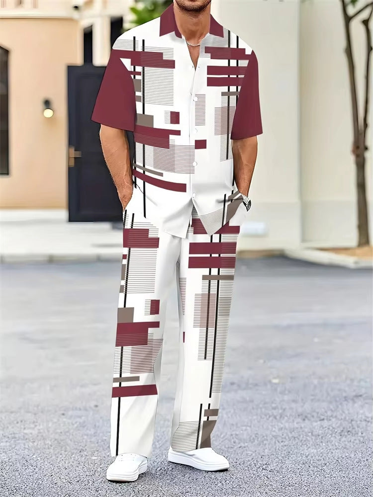Maqiato | Men's Geometric Print Summer Set