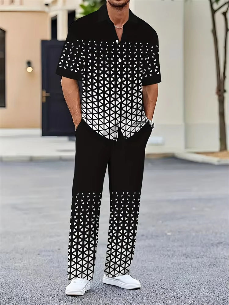 Maqiato | Men's Geometric Print Summer Set