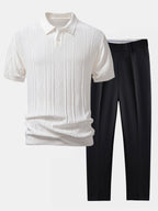 Maqiato | Men's Jacquard Polo & Slim Fit Pants Set