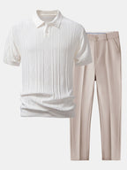 Maqiato | Men's Jacquard Polo & Slim Fit Pants Set