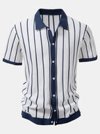 Maqiato | Men's Knit Striped Shirt & Linen Trouser Set