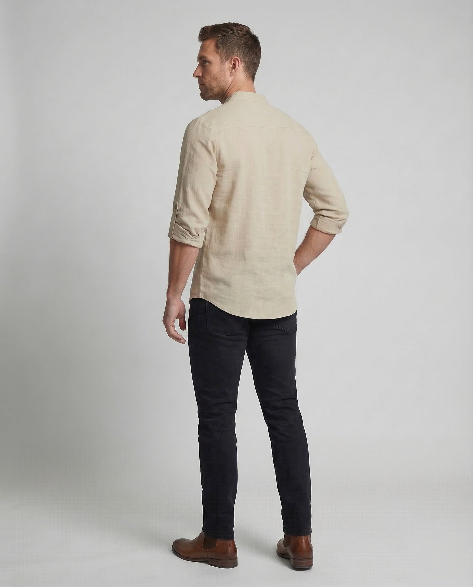 Maqiato | Men's Lace-Up Collar Shirt