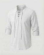 Maqiato | Men's Lace-Up Collar Shirt