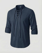 Maqiato | Men's Lace-Up Collar Shirt