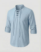 Maqiato | Men's Lace-Up Collar Shirt