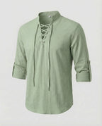 Maqiato | Men's Lace-Up Collar Shirt