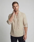 Maqiato | Men's Lace-Up Collar Shirt