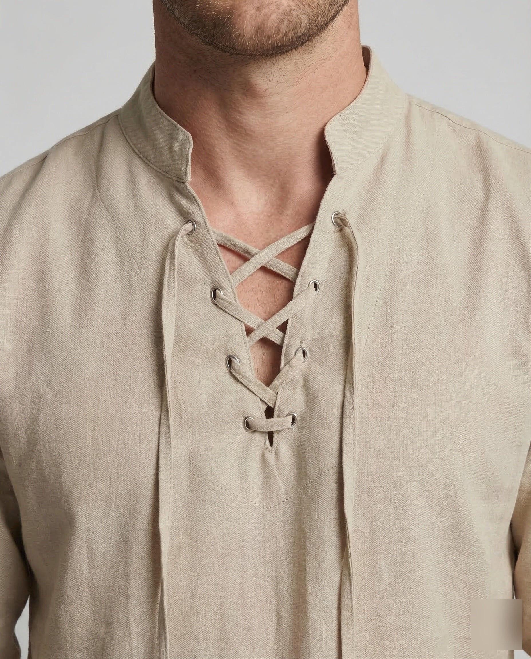 Maqiato | Men's Lace-Up Collar Shirt