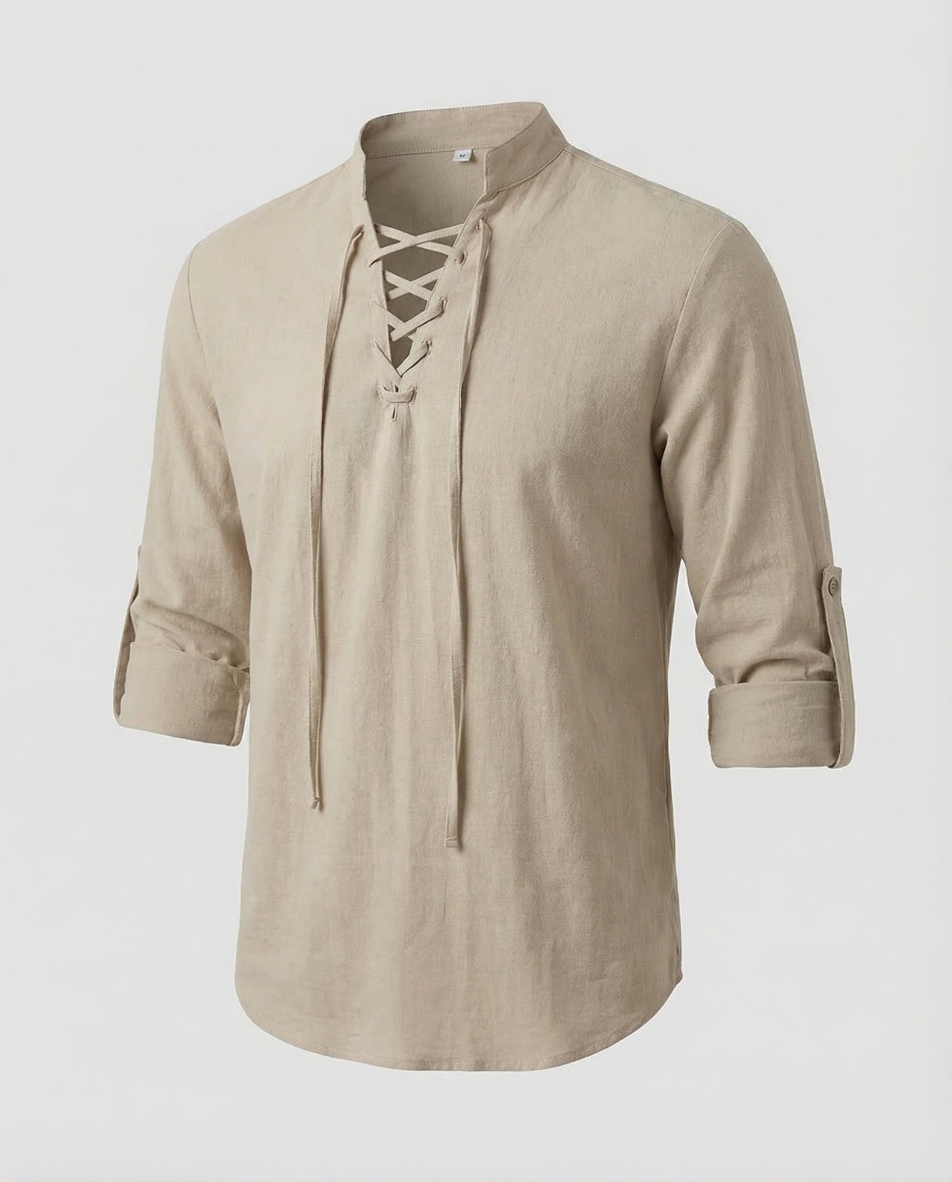 Maqiato | Men's Lace-Up Collar Shirt