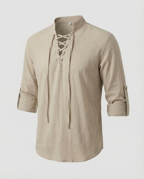 Maqiato | Men's Lace-Up Collar Shirt