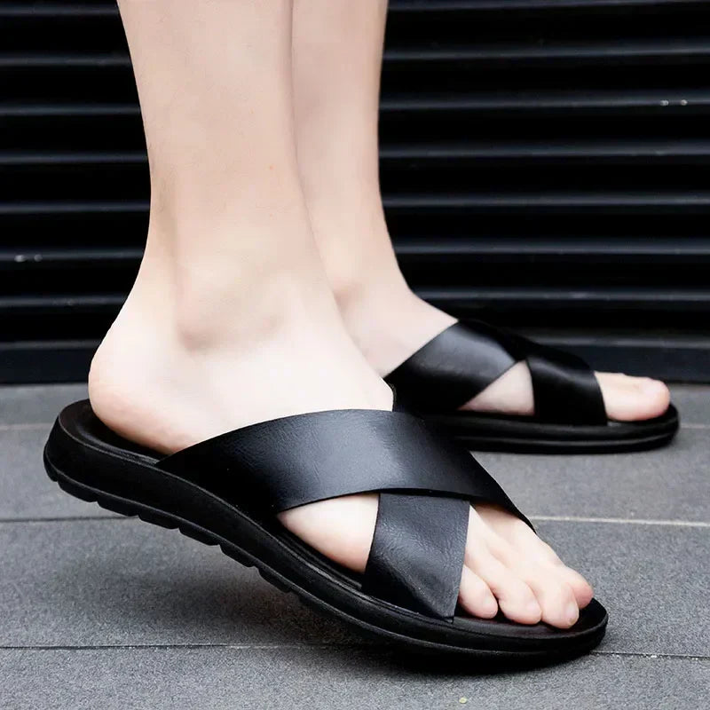 Maqiato | Men's Leather Slip-On Sandals