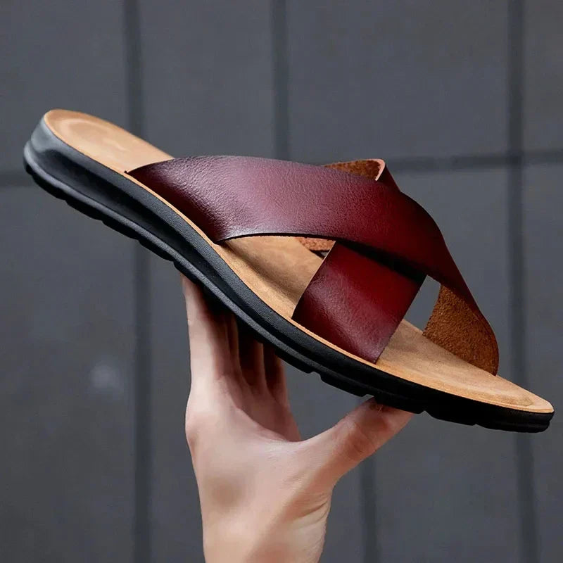 Maqiato | Men's Leather Slip-On Sandals
