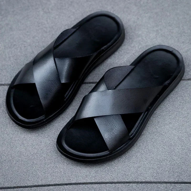 Maqiato | Men's Leather Slip-On Sandals