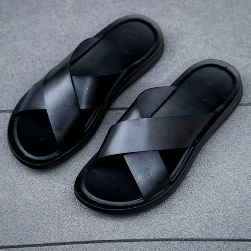 Maqiato | Men's Leather Slip-On Sandals