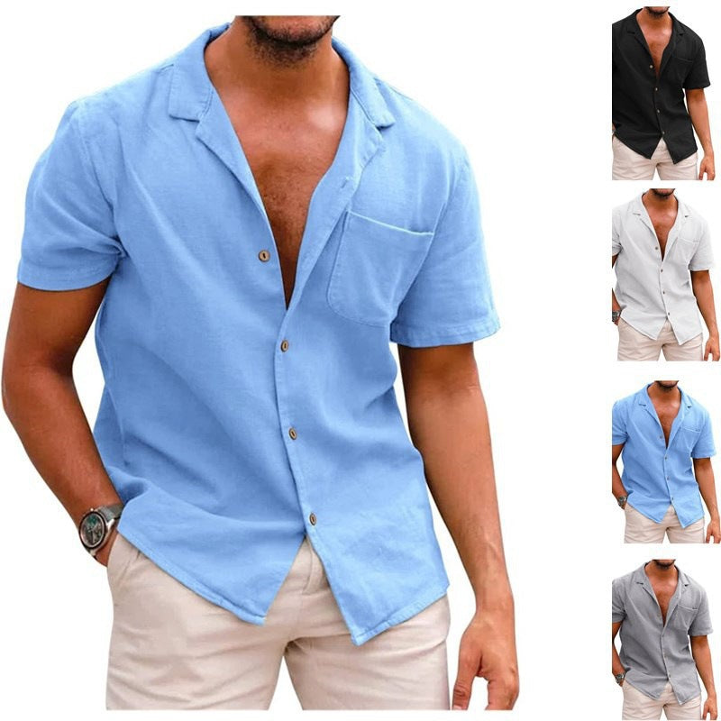 Maqiato | Men's Lightweight Short-Sleeve Linen Shirt