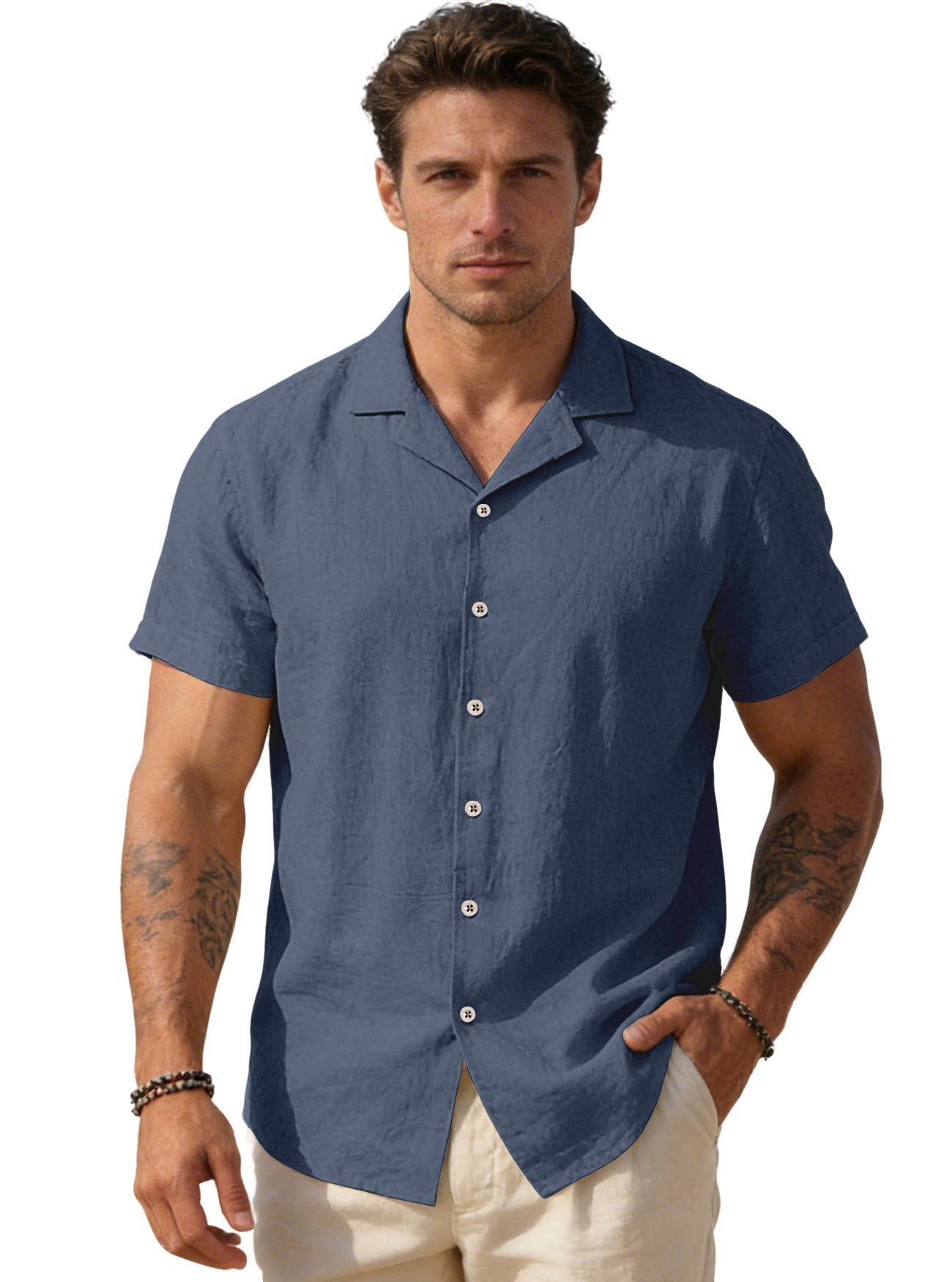 Maqiato | Men's Linen-Blend Camp Shirt