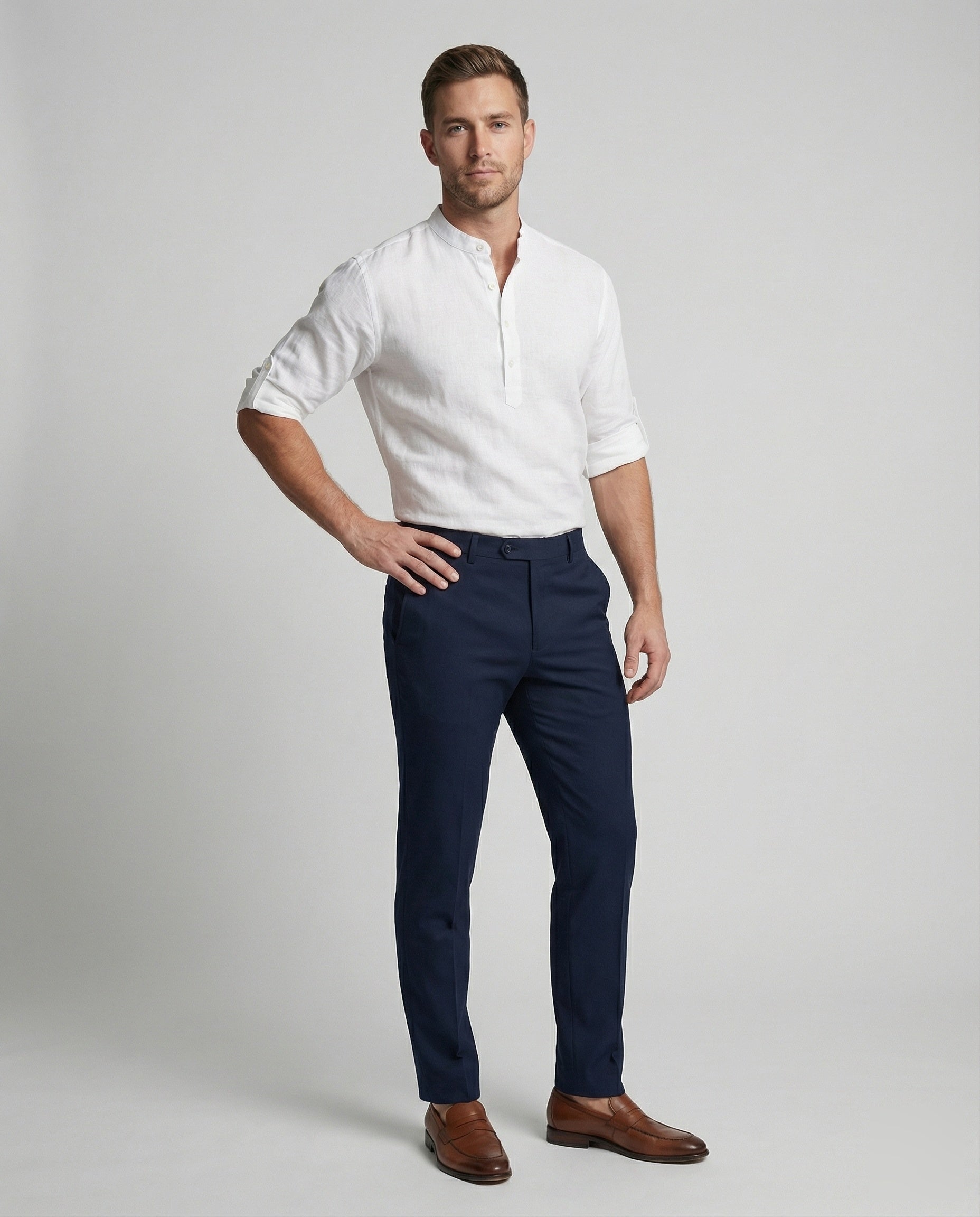 Maqiato | Men's Linen-Blend Henley Shirt