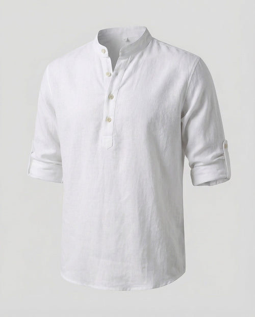 Maqiato | Men's Linen-Blend Henley Shirt