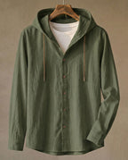 Maqiato | Men's Linen Blend Hooded Shirt