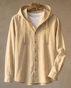 Maqiato | Men's Linen Blend Hooded Shirt