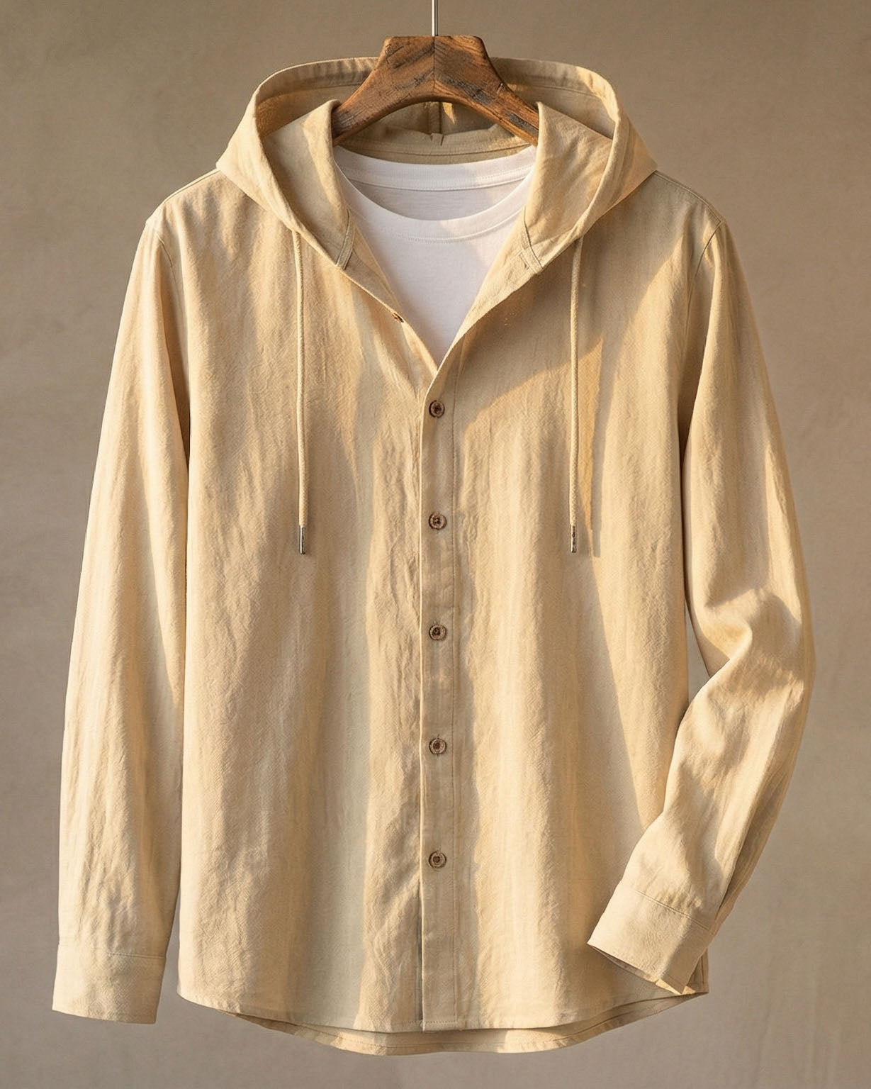 Maqiato | Men's Linen Blend Hooded Shirt