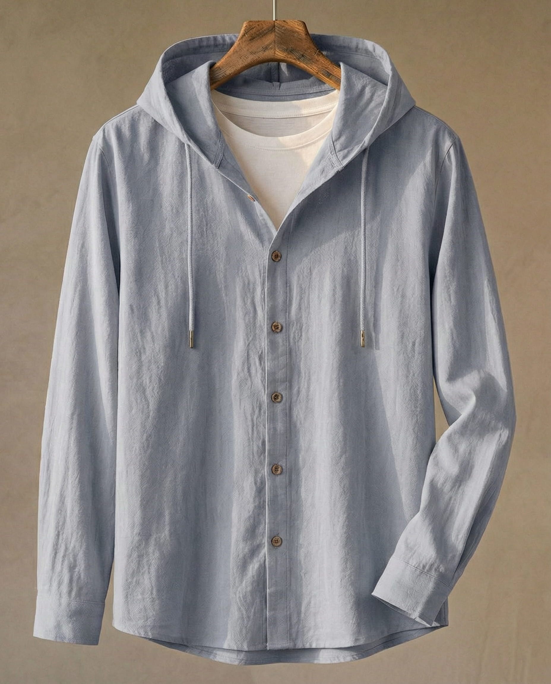 Maqiato | Men's Linen Blend Hooded Shirt