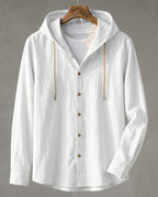 Maqiato | Men's Linen Blend Hooded Shirt