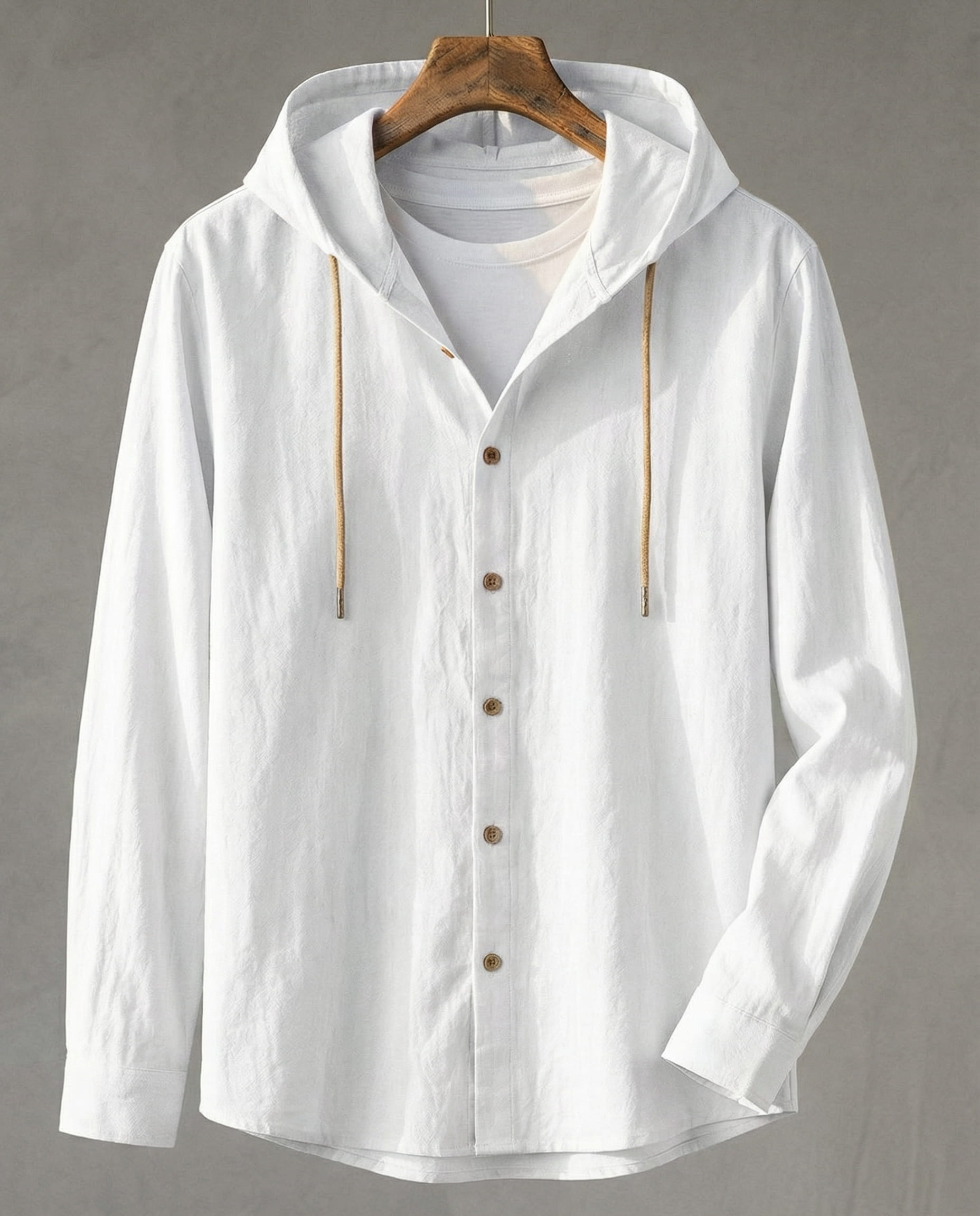 Maqiato | Men's Linen Blend Hooded Shirt
