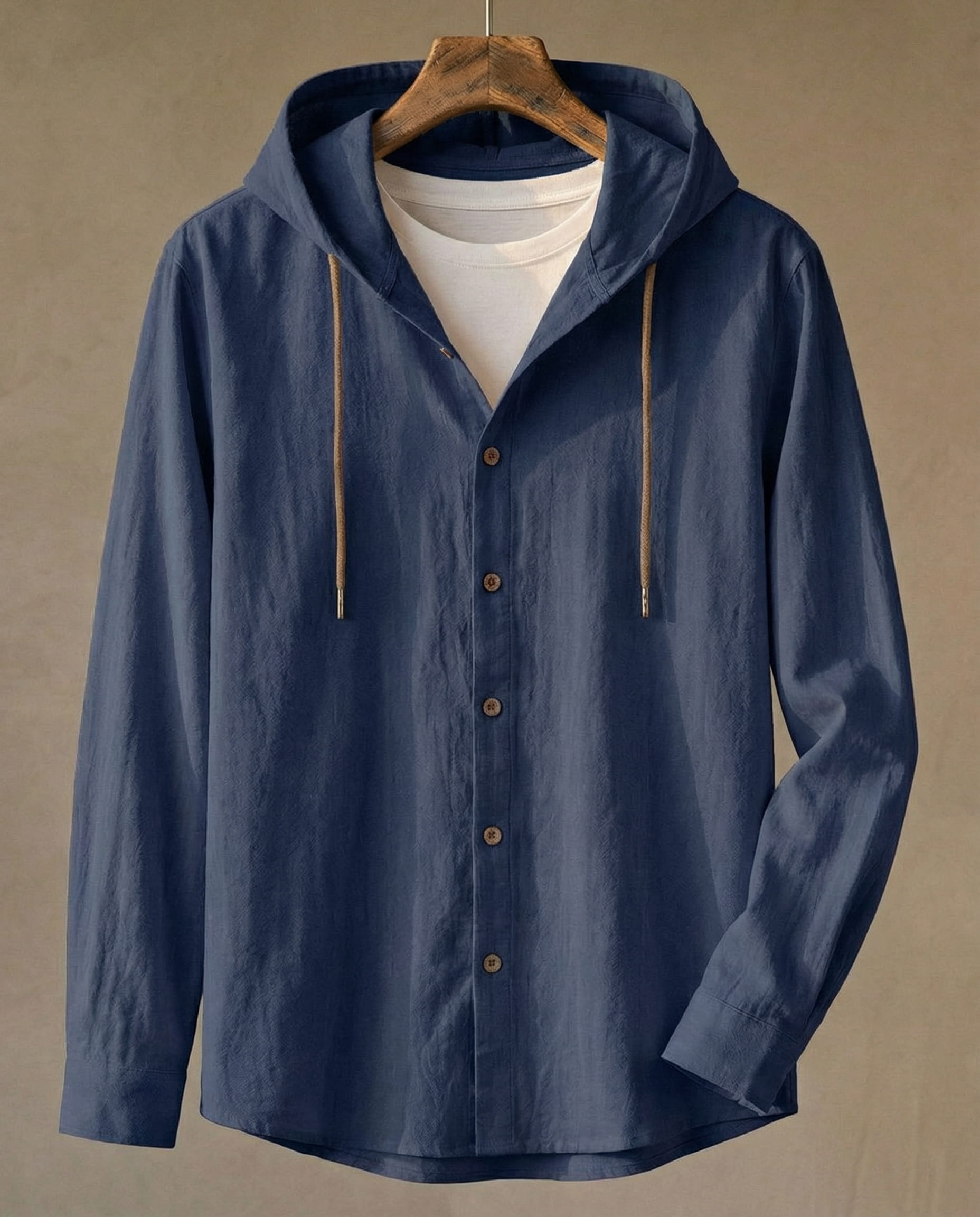Maqiato | Men's Linen Blend Hooded Shirt