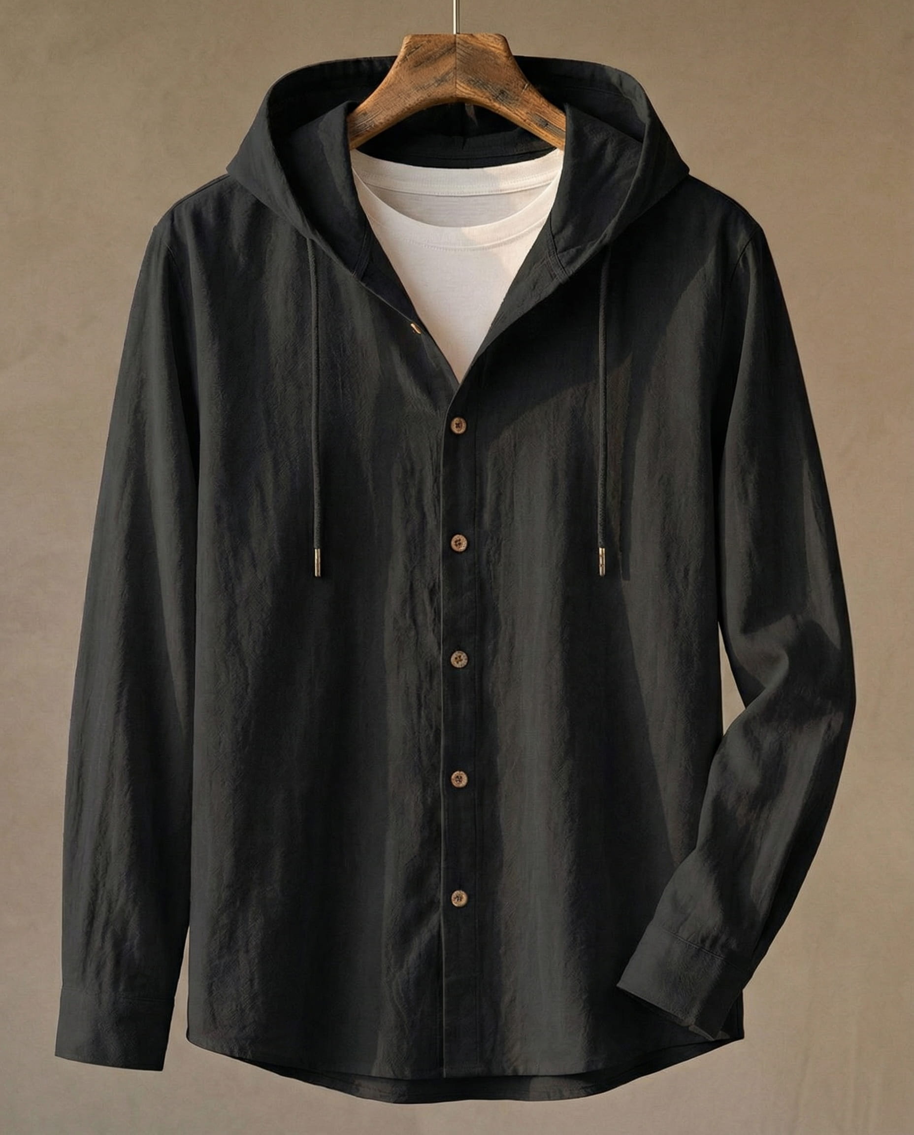 Maqiato | Men's Linen Blend Hooded Shirt