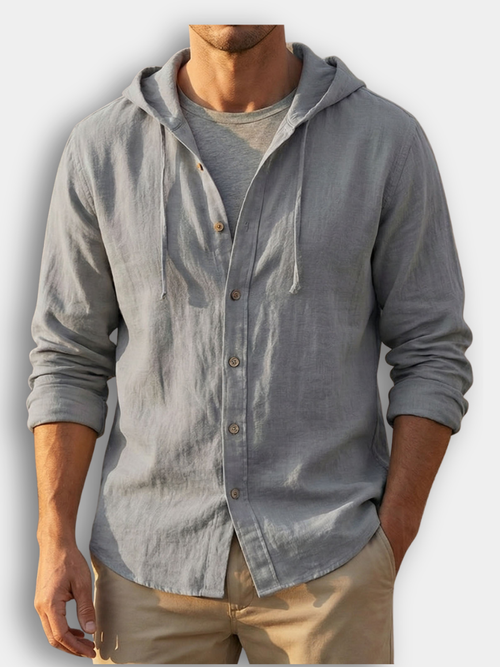 Maqiato | Men's Linen Blend Hooded Shirt