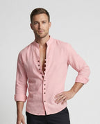 Maqiato | Men's Linen-Blend Shirt – Band Collar