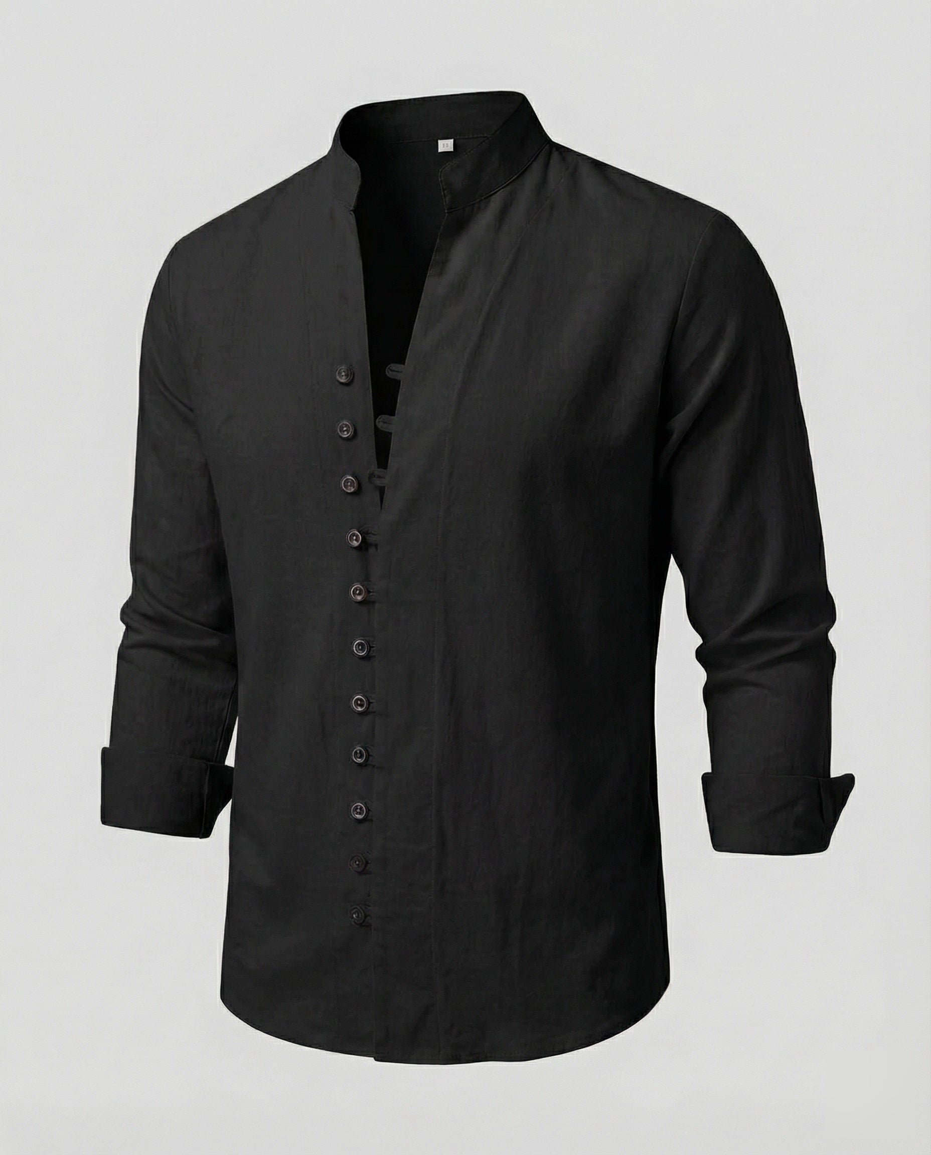 Maqiato | Men's Linen-Blend Shirt – Band Collar