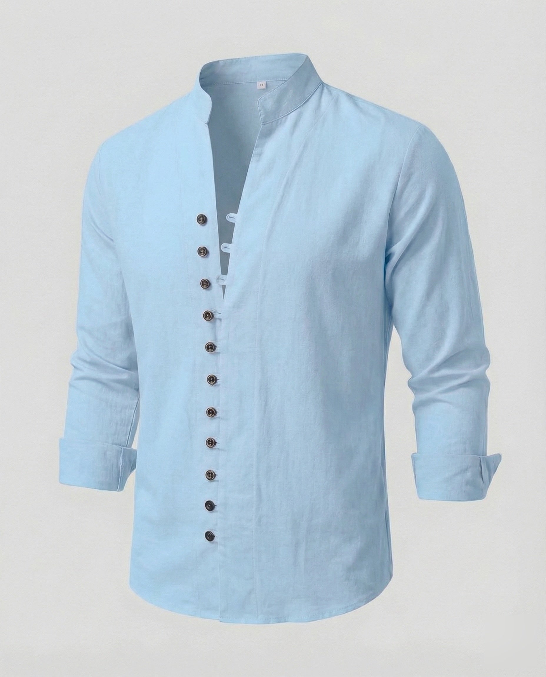 Maqiato | Men's Linen-Blend Shirt – Band Collar