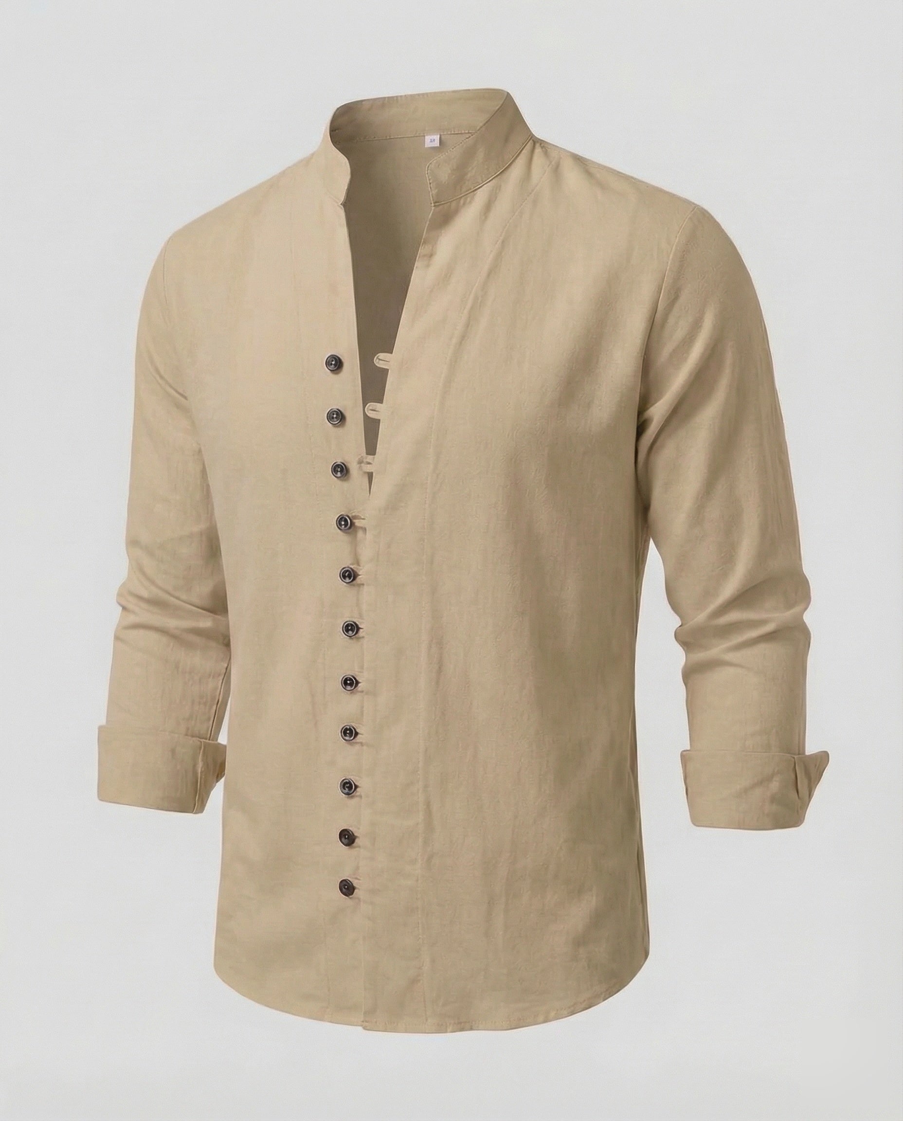 Maqiato | Men's Linen-Blend Shirt – Band Collar