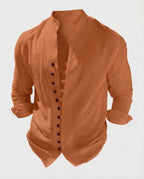 Maqiato | Men's Linen-Blend Shirt – Band Collar