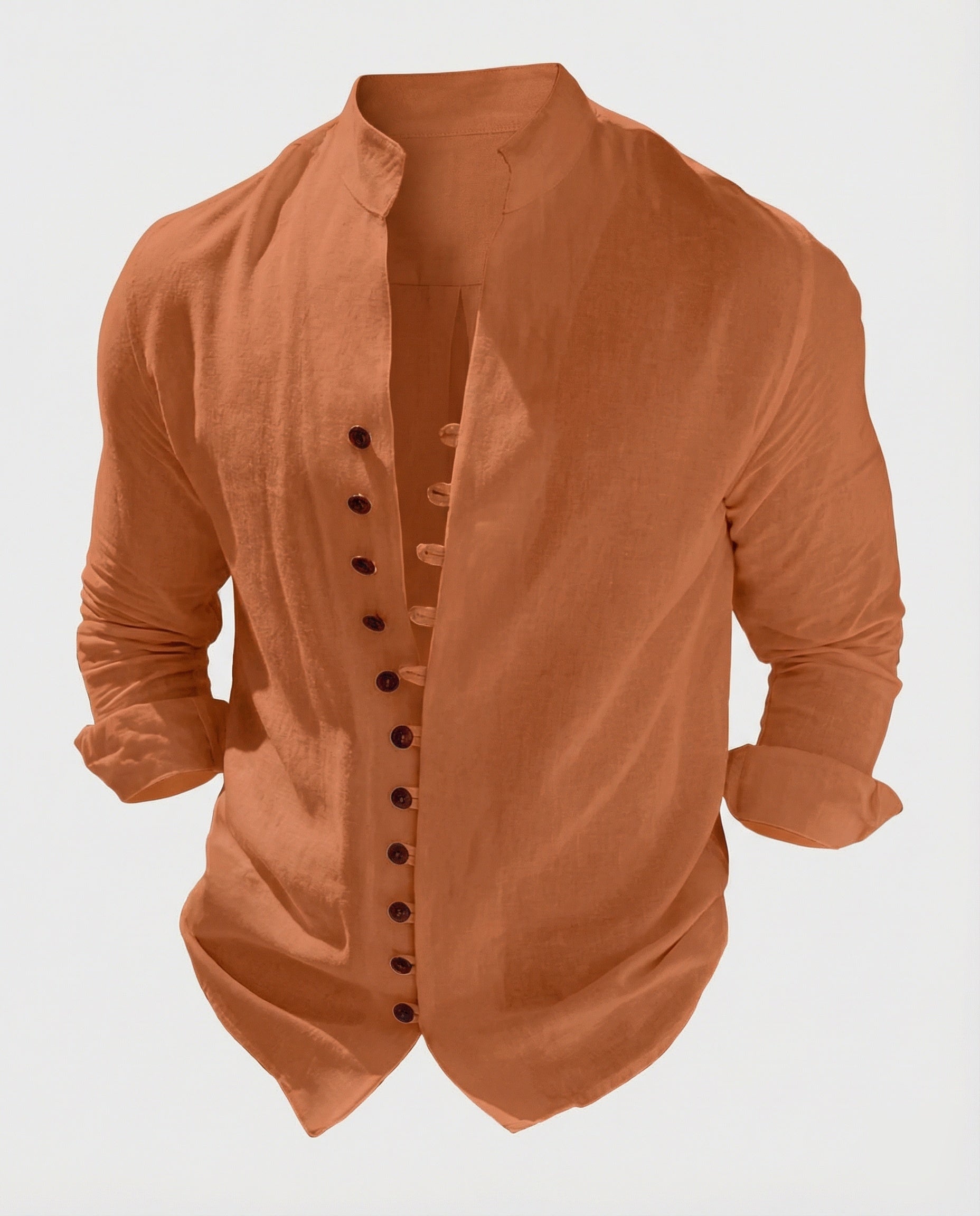 Maqiato | Men's Linen-Blend Shirt – Band Collar