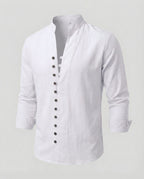 Maqiato | Men's Linen-Blend Shirt – Band Collar