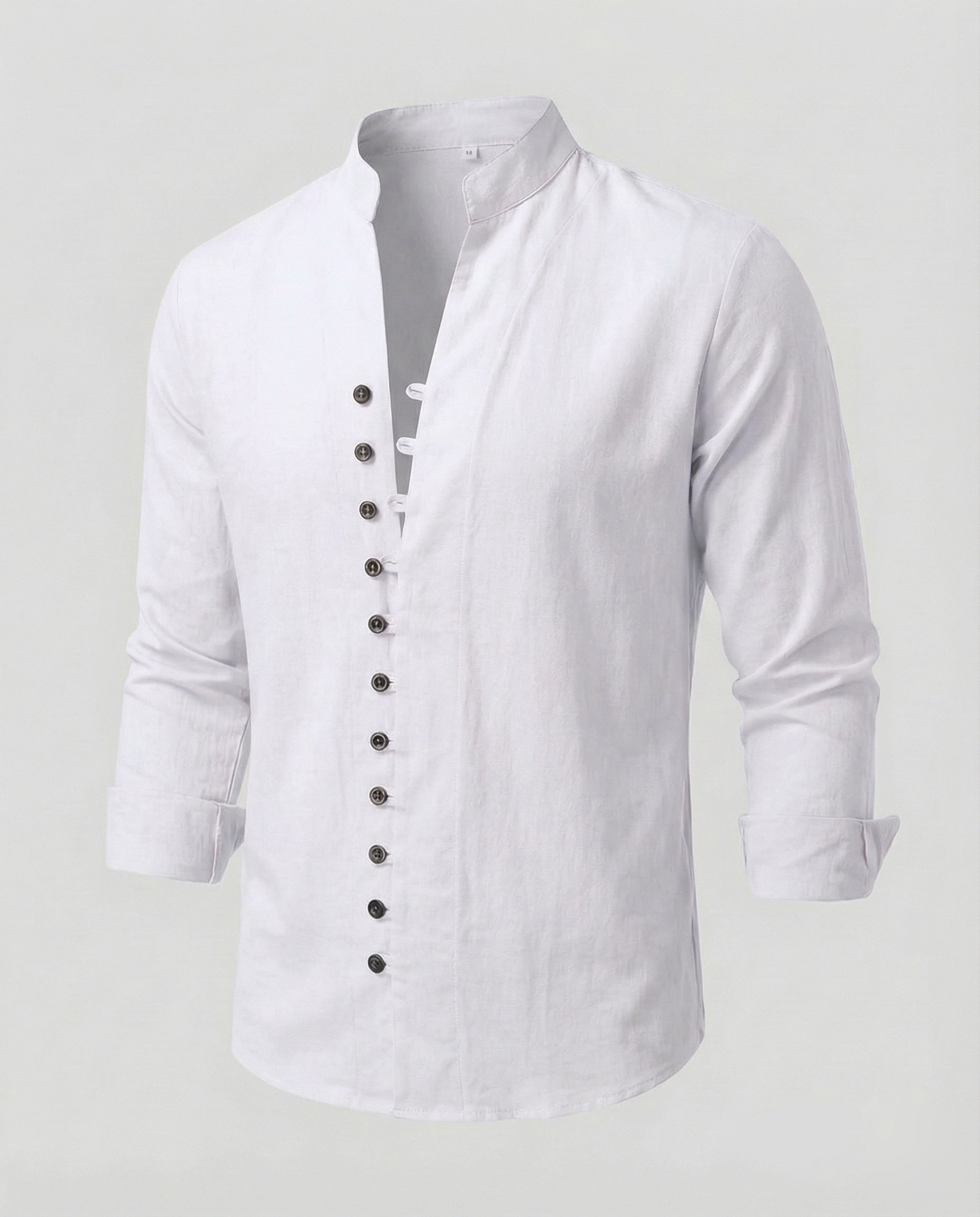 Maqiato | Men's Linen-Blend Shirt – Band Collar