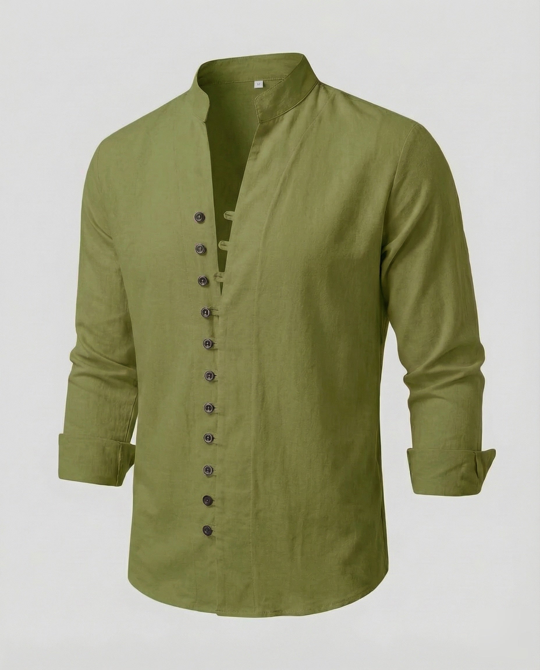 Maqiato | Men's Linen-Blend Shirt – Band Collar