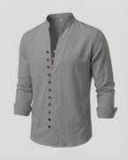 Maqiato | Men's Linen-Blend Shirt – Band Collar