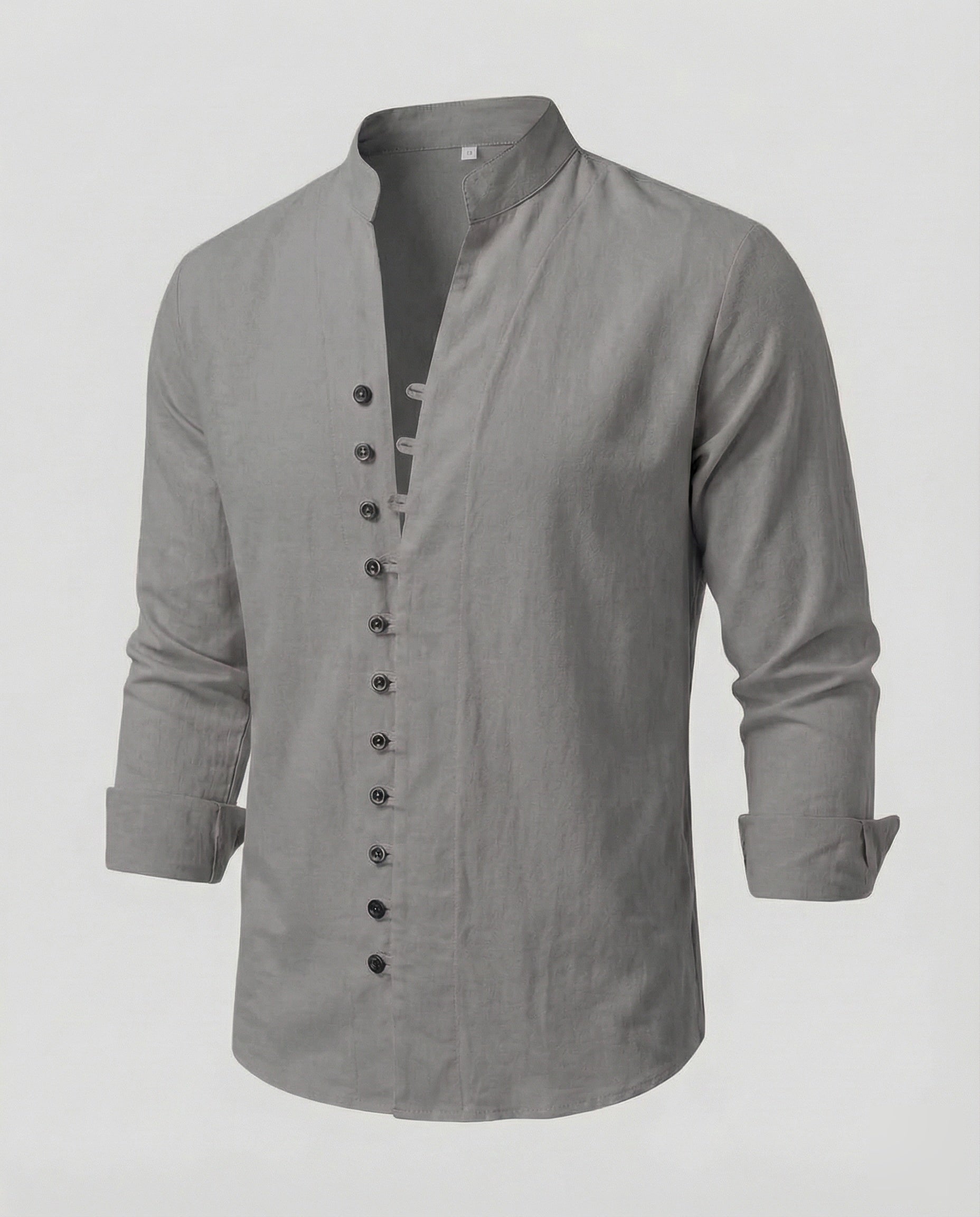 Maqiato | Men's Linen-Blend Shirt – Band Collar