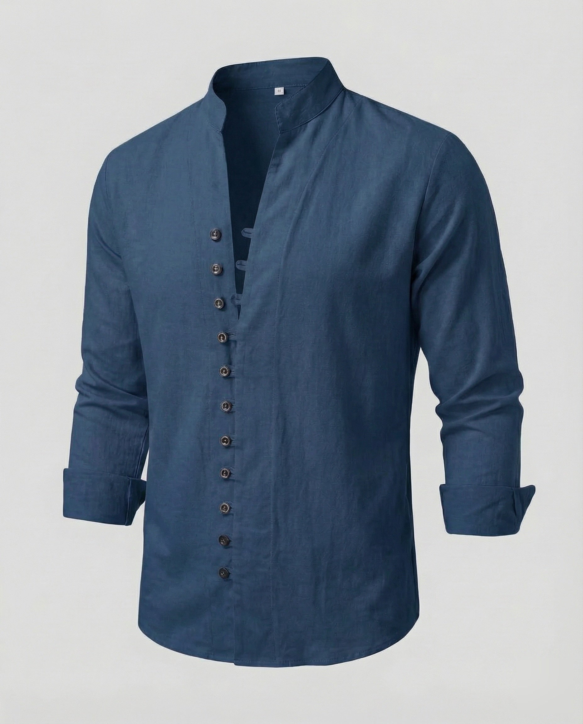 Maqiato | Men's Linen-Blend Shirt – Band Collar